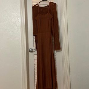 Knit maxi dress with cropped sweater set